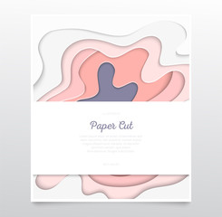 Abstract pink layout - vector paper cut banner