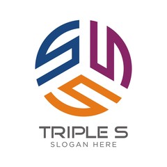 S or triple S logo initial letter design template vector illustration