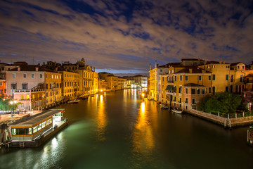 Canal Grande at night, Venice, Italy.
