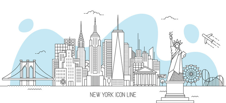 New York skyline line art style