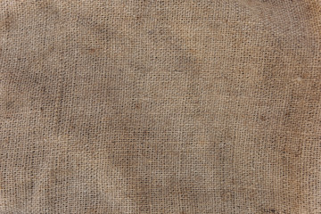 Plakat Old vintage linen cloth textile. Burlap rustic tumbled texture background.