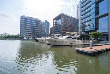 modern office building with boat