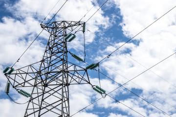 electricity tower with blue sky