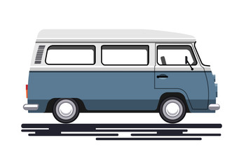 Retro van in a flat style. Isolated on white background. Vector illustration Eps10 file