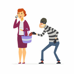 Thief stealing wallet - cartoon people characters illustration