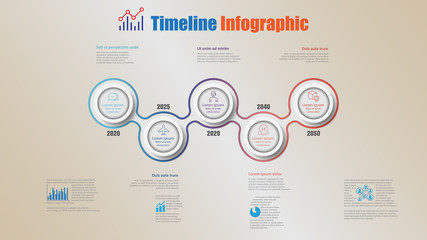 Road map business timeline infographic with 5 steps circle designed for background elements diagram planning process webpages workflow digital marketing data presentation chart. Vector illustration