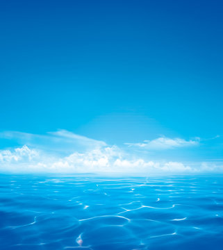 Fototapeta Blue ocean and cloudy sky