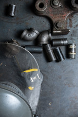 Plumbing Pipe on a Steel Background 