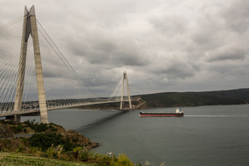 Fototapeta na wymiar Istanbul, Turkey, 24 June 2018: Yavuz Sultan Selim Bridge at Bosphorus of Istanbul.