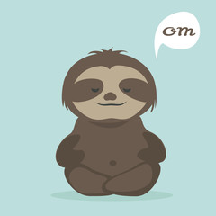 Cute sloth vector. Lovely sloth cartoon doing yoga meditation. © Carla Nichiata