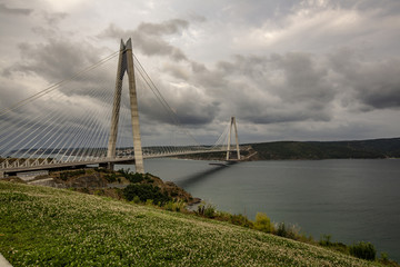 Fototapeta na wymiar Istanbul, Turkey, 24 June 2018: Yavuz Sultan Selim Bridge at Bosphorus of Istanbul.