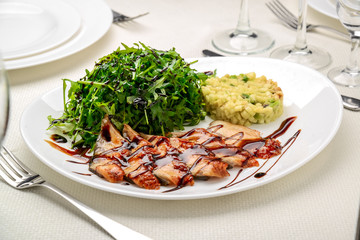 Salad With Smoked Eel. Japanese Food
