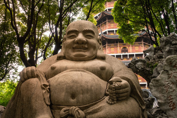 Maitreya Buddha at Chinese Temple Outdoors