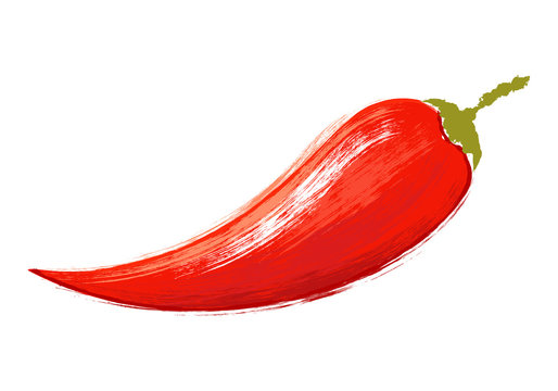Watercolor red chili pepper.