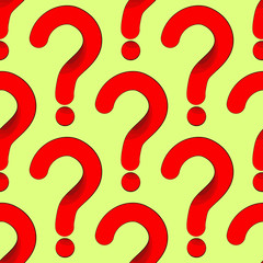 Seamless pattern red question mark, perhaps on a green background. Perhaps illustration, vector