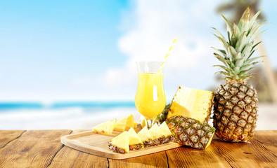 Summer photo of pineapple and free space 
