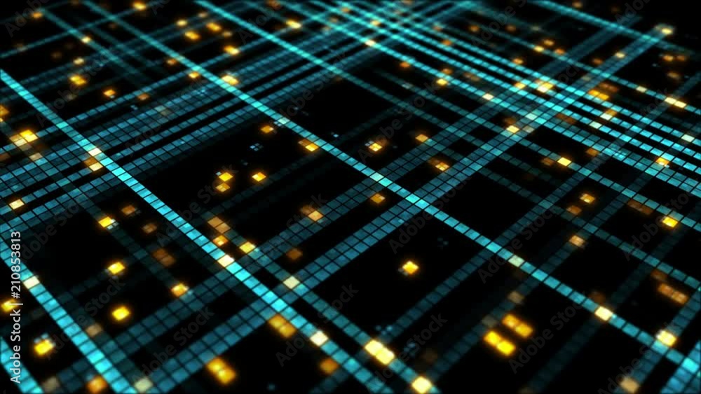 Fototapete 3d render background made of square forms with different brightness. digital technology background w