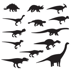 Dinosaurs silhouette icon set. Vector icons set.