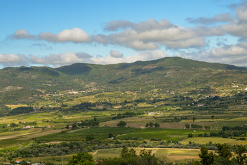 Fototapeta na wymiar Panorama of hills and olive groves surrounding Belmonte, Castelo Branco, Portugal