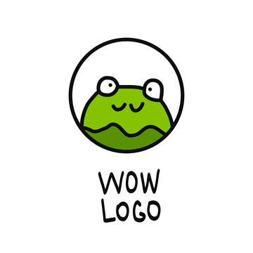 Frog handdrawn logo green and white