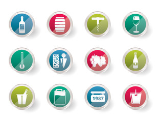 Wine and drink Icons over colored background  - Vector Icon Set