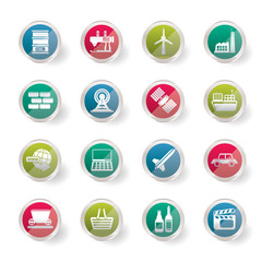 Simple Business and industry icons over colored background  - Vector Icon Set