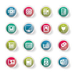 Computer  Performance and Equipment Icons over colored background  - Vector Icon Set