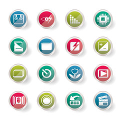 Digital Camera  Performance over colored background  - Vector Icon Set