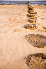 beach of Baltic Sea, Poland with groins