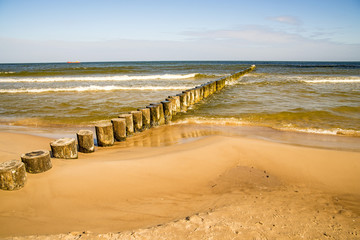 beach of Baltic Sea, Poland with groins
