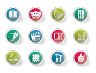 different kind of Arts Icons over colored background  - Vector Icon Set