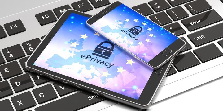 eprivacy on electronic devices screens. 3d illustration