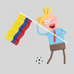 Man holding a colombian Flag. Colombia.