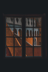Colourfull castle through the window