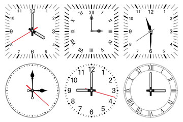 Clock face. Round and square set