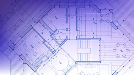 vector architectural plan - abstract architectural blueprint of a modern residential building / technology, industry, business concept illustration: real estate, building, construction & architecture
