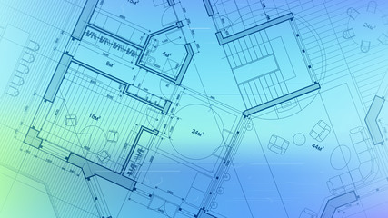 vector architectural plan - abstract architectural blueprint of a modern residential building / technology, industry, business concept illustration: real estate, building, construction & architecture