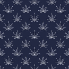 Seamless pattern with marijuana leaf. Cannabis background. Pattern can be used for fabric design, wallpaper, wrapping papers. Isolated vector illustration.