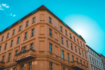 Fototapeta na wymiar orange corner building at berlin, germany