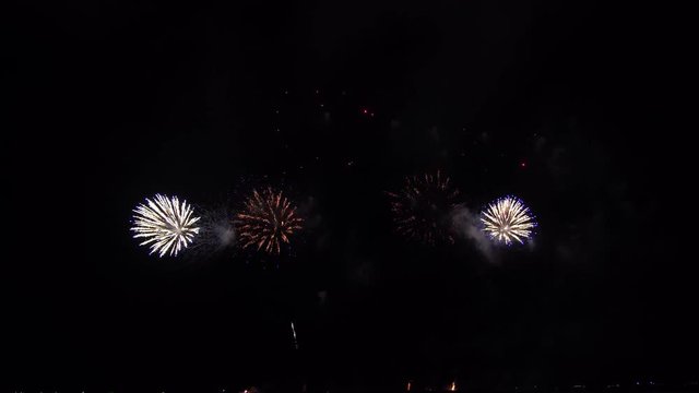 Colorful fireworks display night background