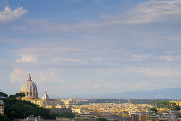 Fototapeta na wymiar Rome city view with St Peter's basilica dome