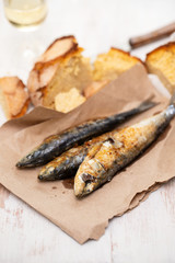 grilled sardines with cornbread