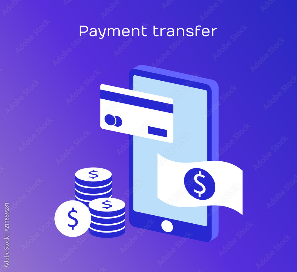 Poster concepts mobile payments, personal data protection. header for website with smartphone and bank card