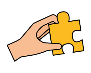 hand with puzzle piece isolated icon