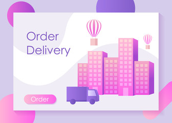 Fast delivery service, modern life in the city, a template for a web site, modern vector illustration design