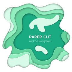 Green abstract layout - vector paper cut illustration