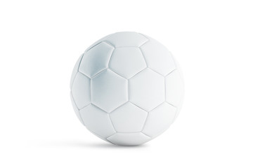 Blank white leather soccer ball mock up, front view, 3d rendering. Empty football sphere mockup,...