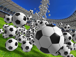 Fototapeta premium Falling soccer balls