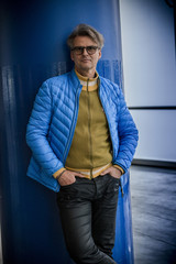 Fototapeta premium Man with blue jacket
