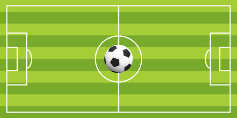 Flat soccer field with ball